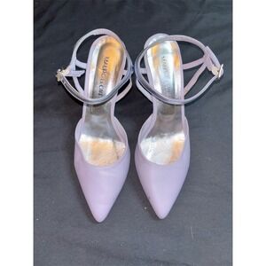 Mauro Leone Heels 7.5 EU 38 Lavender Pointed Toe Slingback Stiletto metallic